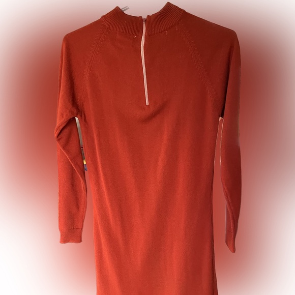 Vintage 70’s Montgomery Ward Burnt Orange Sweater Dress - Picture 3 of 8